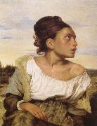 Eugene Delacroix Foraldralos girl pa kyrkogarden oil painting reproduction